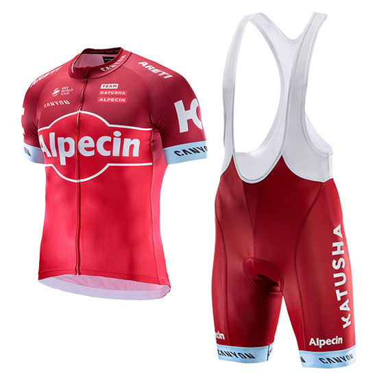 2017 Maillot Katusha Alpecin Tirantes Mangas Cortas rojo